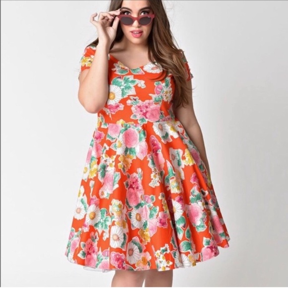 Unique Vintage Dresses & Skirts - Hell Bunny Orange 🍊 Dress - 2x